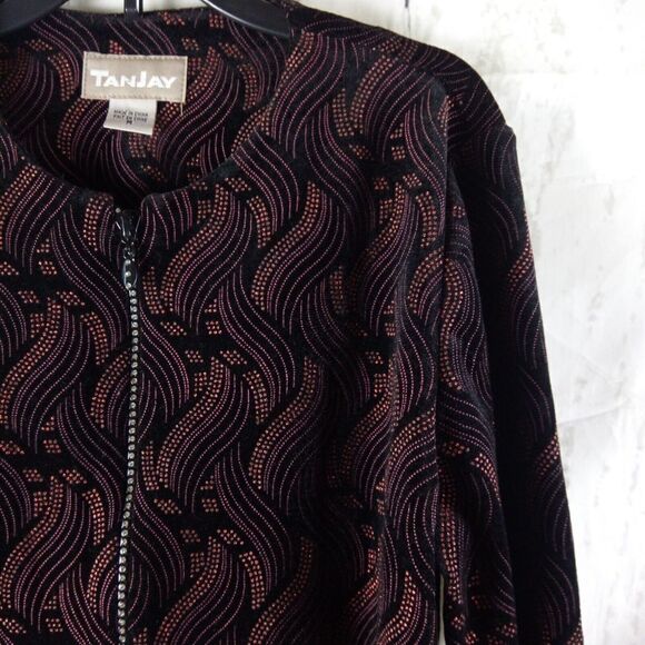 TanJay Womens Size M Multicolor Glitter Sparkle Rhinestone Zipper Front Stretch - Picture 3 of 12